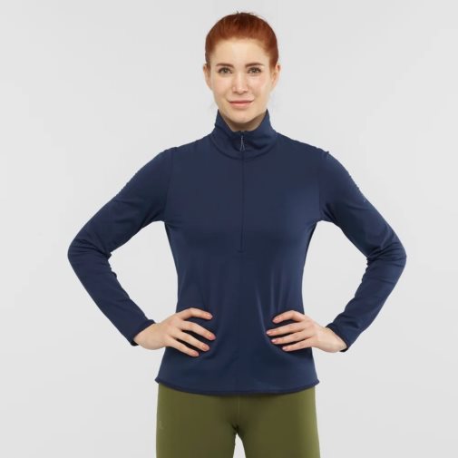 Navy Salomon Essential Lightwarm Half Zip Women's Jackets | IE OJ0937